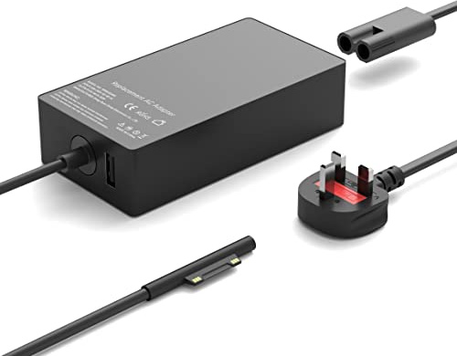 SKOTSLYE 65W Laptop Charger Compatible with Microsoft Surface Pro/Book | Compatible with Surface Pro 8/X/7/6/5/4/3, Book 1/2, Go 1/2/3/4 & Windows Laptop, Fast charging, UK plug, safe & durable