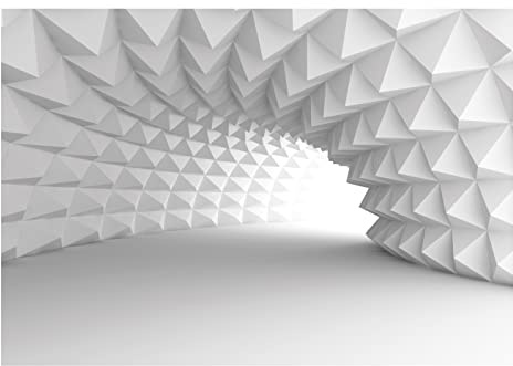 Carta Da Parati Fotografica 3D Effetto Tunnel Corridoio Grigio - Include Colla - Moderna Design Carta per Pareti Soggiorno Camera Da Letto Sala Fotomurali In Tessuto Non Tessuto TNT (368x254 cm) | Carta da parati in tessuto non tessuto di alta qualità, per soggiorno e camera da letto, effetto 3D, con colla, astratto