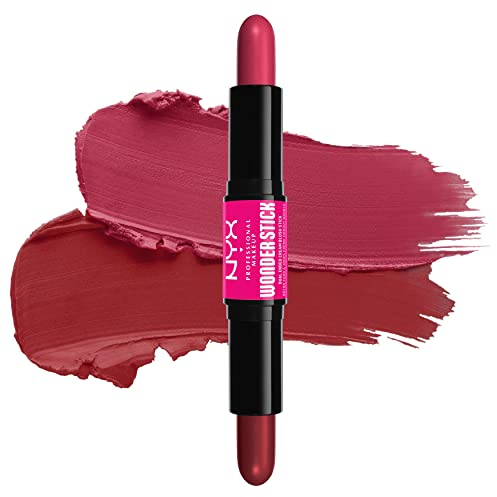 NYX Professional Makeup Blush, With Hyaluronic Acid, Hydrates, Blendable Texture, Vegan, Wonder Stick, Deep Magenta + Ginger
