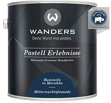 Wanders Pastell Erlebnisse 2,5L - Mitternachtsfassade/Dunkles Blau - Edelmatte Wandfarbe! Küchenmöbellack und Möbelfarbe. Kreidefarbe für Holz & mehr. Hohe Deckkraft, schnell trocknend