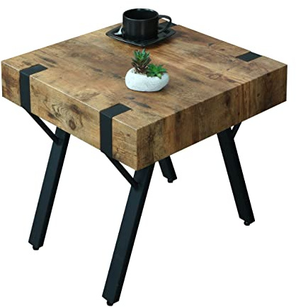 Mendler Beistelltisch HWC-L54, Kaffeetisch Nachttisch Loungetisch Couchtisch, Metall MDF 50x50x50cm - dunkle Wildeiche