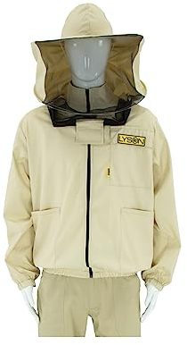 LYSON Imkerjacke mit abnehmbarem Hut, Imkerbluse mit Schleier, Schutzhemd für Imker Beekeeping Jacket Schutz gegen Bienen Insekten Imkerbekleidung Grösse M Imkereibedarf Imkerzubehör