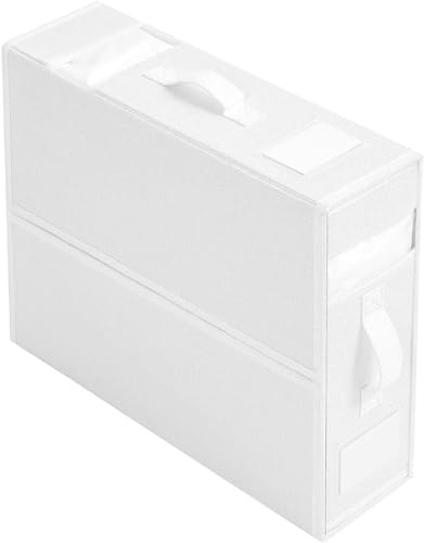 QARIDO Organiseur de draps de lit pliable, boîte de rangement pour housse de couette avec fenêtre transparente et poignées – Organiseur de draps pour placard à linge (Blanc)