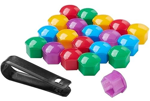 HYRAM Radmutterkappen Schraubenabdeckungen für Ford Ranger T6 2014–2022, Sechseckige Reifenmutterabdeckung Mit Entfernungswerkzeug Set für Auto DekorationszubehöR-20 Stück,F/Colorful-A/17mm