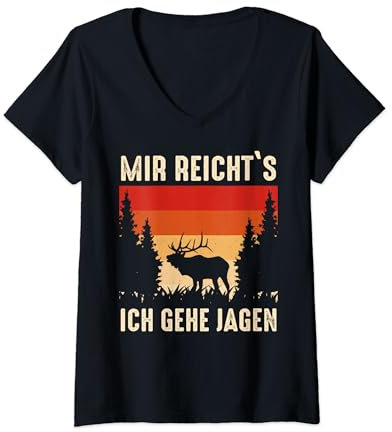Jäger Mir reicht's ich geh jagen Hirsch Elch Retro T-Shirt mit V-Ausschnitt
