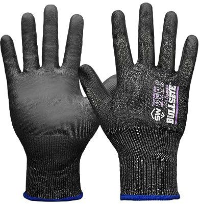 QEARSAFETY 3 Prs 18 Gauge Ultra Light weight Cut Resistance Work Safety Gloves, Thin PU Palm Coated, Precision Work Handling (S)