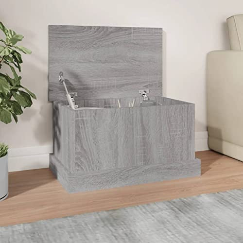 LAPOOH Truhe Grau Sonoma 50x30x28 cm Holzwerkstoff Sitzbank Mit Stauraum, Wäschetruhe, Spielzeugkiste, Aufbewahrungstruhe, Aufbewahrung, Jugendzimmer Möbel, Truhenbank Mit Stauraum - 816502