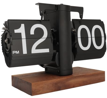 Greensen Flip Uhr Retro Digitale Wanduhr Batterie betrieben Tischuhr Große Zahlen Sichere Basis Kreative Flip Clock Desk Clock für Zuhause Büro Schule Hotel Café (Black)