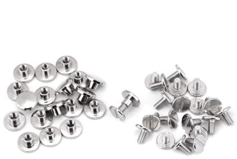 Respicefinem 20 Pezzi Viti per Cintura in Ottone per Pelle, Dado a Testa Piatta Filettata Rivetti per Chiodi Viti Forniture per Riparazione Artigianale in Pelle Chiodi Viti Borsa (5mm)