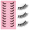 10 Paires Faux Cils Artificiels 3D, 3D Faux Cils Oeil de chat Reutilisable Cat Eye Fake Lashes, Curly Cat Eye Lashes D Curl Faux Cils avec Volume Naturel Wispy Cils Oeil de Chat