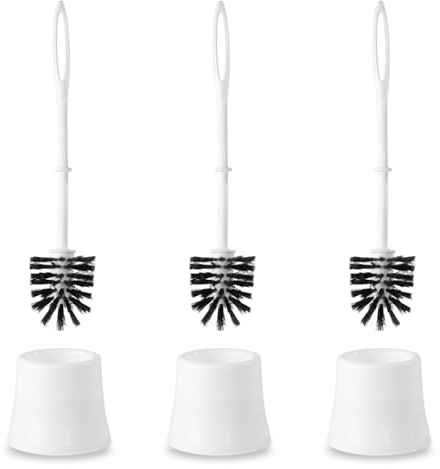 Hypafol WC-Bürstengarnitur stehend - 3er Set in Weiß I Toilettenbürste mit Halter I Klobürste mit schlichtem Design und hoher Funktionalität I WC-Garnitur inkl. Toilettenbürste, ohne Montage