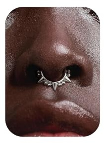 BodyBonita Spike 16G Silver Septum Rings - 316L Stainless Steel Nose Rings Hoops for Women Men Helix Piercing Jewellery Tragus Daith Conch Cartilage Hoop Earring 8 mm Style Ten
