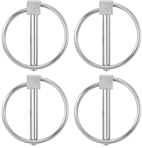 sourcing map 4Pcs 0.24 x 1.65 Tractor Pins 304 Stainless Steel Linch Pin Assortment Kit with Ring for Trailers, Farm Tractors, Trucks, Lawn Mowers, Silver