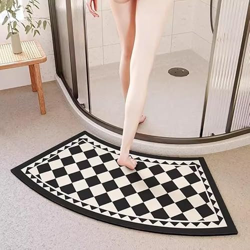 Arc-shaped Shower Mat - Gebogene Badematte, schnell trocknende, gebogene Duschmatten for runde und Eckduschen, stark saugfähige Eck-Badematte, rutschfeste Gummi-Duschmatte außen for die Dusche(B)