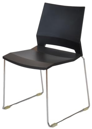 Topsit Stapelbarer Besucherstuhl, Wartezimmerstuhl, Metallgestell Bürostuhl, Moderner Konferenzstuhl, Stuhl fur Rezeption Pausen Raum, Farbiger Stuhl (Schwarz)