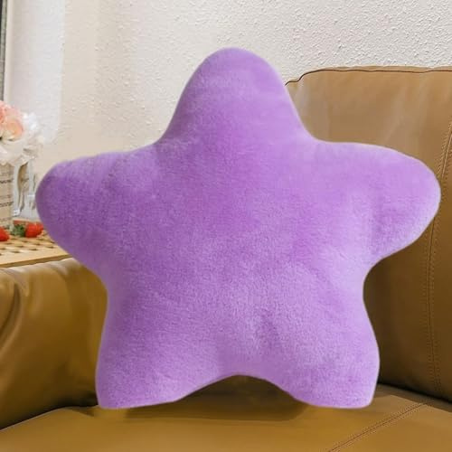 AQCQDQ Kuschelkissen Kinder, Sternkissen, Kissen Stern Kinderzimmer, Weiche Flauschiges Sternform Dekokissen für Mädchen und Jungen (Lila,30 cm)