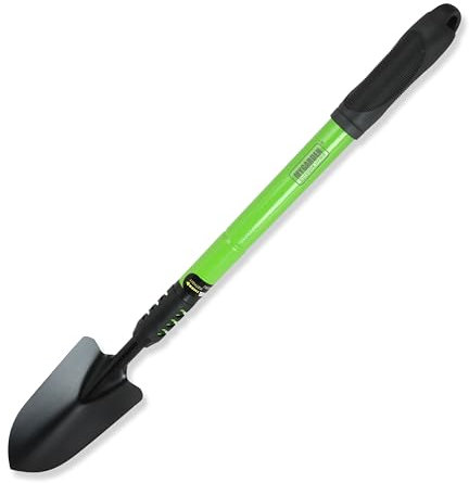My Garden Telescopic Hand Trowel Long Handled Trowel - Heavy Duty Steel Construction, Ergonomic Rubber Grip for Gardening, Digging, Planting, Weeding - Extends Up to 82CM