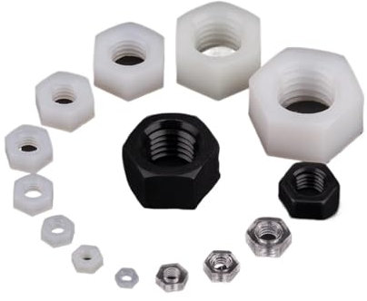 SellGood Handmutter 20~100 Stück Schwarz/Weiß/Transparent Plastic Kunststoff Sechskantmutter M2 M2.5 M3 M4 M5 M6 M8 M10 Isolierung Sechskantmuttern für Bolzenschraube(Transparent,M10-20pcs)