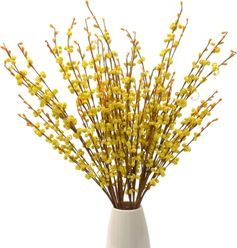 HUIANER 6Pcs 29 Artificial Jasmine Flowers with Long Stem Fake Flower Bouquet Faux Jasmine Plants for Wedding Bridal Bouquet Wreath Table Centerpiece Outdoor Décor (Yellow)