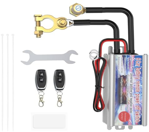 Kyostar Drahtloser Ferngesteuerter Auto Trennschalter, Batterie Trennschalter 12V 120A, Batterietrennschalter mit Fernbedienung Kill Switch Anti-Diebstahl Automatische Abschaltung Schalter