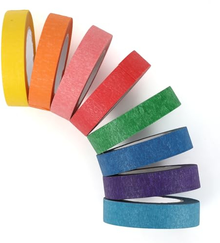 NIEITRK Washi Tape Masking Tape Set 8 Rollen 15mm*15m - Wasserfestes Farbiges Bunt-Klebeband mit Kreppband, Maibaum-Design und Wasserfester Kreppband für Dekoration und Journaling