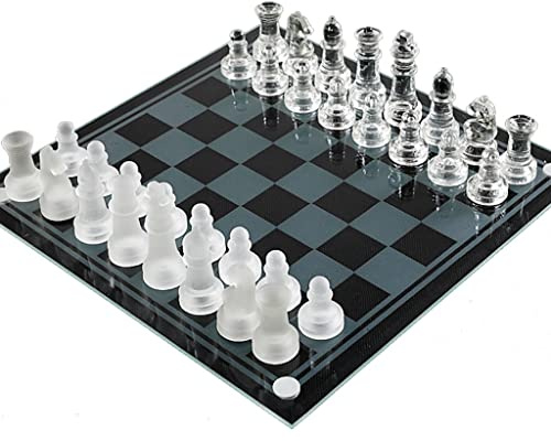 TOTIKI Chess Chess crystal glass game dedicated puzzle game ornaments Transparent frosted squares Gifts for adults and children Chessboard(B)