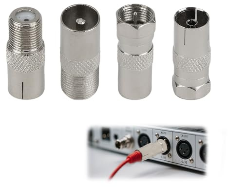JRILUO 4 Pcs TV Antennenstecker F Stecker auf TV Buchse, Koaxial Stecker Kit, Television Antennenbuchse Koax Adapter für Satellitenkabel, Antennenkabel, Luftkabel F Type to Coax Adapter Kit