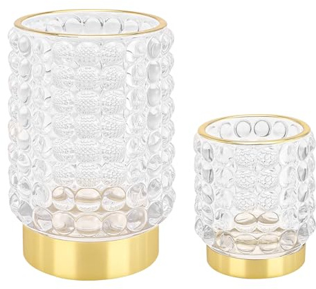 DASITON Makeup Brush Holder Organizer, Crystal Cosmetic Make Up Brush Holder, Glass Makeup Brushes Storage Organizer, Vintage Make Up Cup Desk Pen Pencil Holder, Toothbrush Holders (Clear S+L)