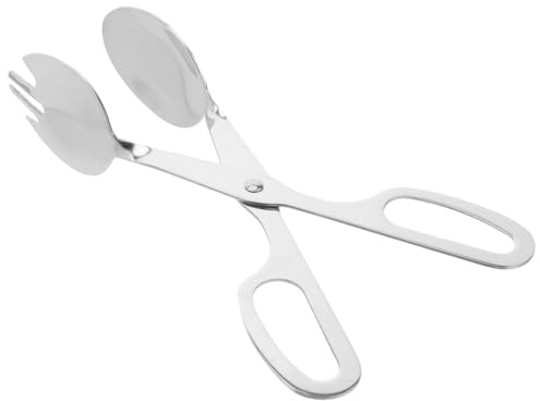 Ciieeo Pinzas para Ensalada de Acero Inoxidable Plateadas Tijera Tenedor y Cuchara Combinados Utensilios Cómodos para Servir Ensaladas Carnes y Mariscos de Longitud