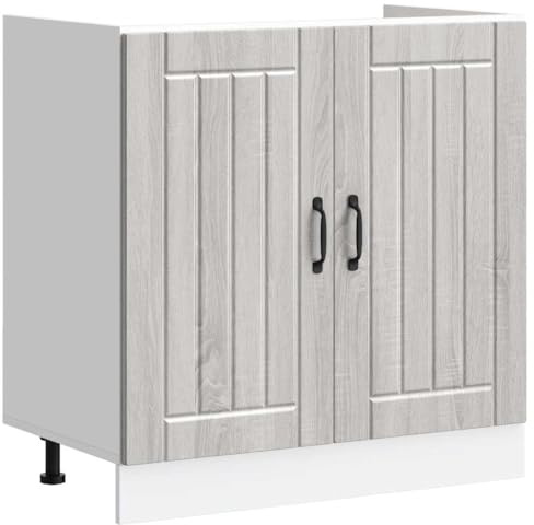 ROMHZKS Mobiletto lavandino Lucca Grigio Sonoma Mobile Mobile da forno con ampio spazio e piedini regolabili per cucina