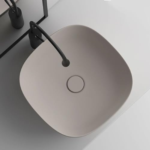 Lavandino Da Appoggio In Ceramica For Bagno, Lavabo Ovale, Lavabo Artistico, Forniture For Mobili, Sopra Il Bancone, For Piccoli Appartamenti, Casa, Balcone(42x42x15.5cm)