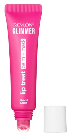 Revlon Glimmer Lip Treat Balm + Mask, 2-in-1 Lippenbalsam+Lippenmaske mit Feuchtigkeitspeptiden, strahlendes Finish, 005 Hibiscus Spritz, 12ml