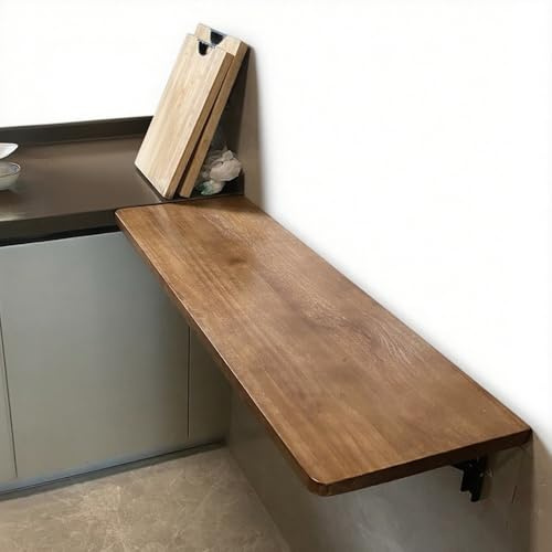 Scrivania pieghevole da parete in legno massello, tavolo da lavoro salvaspazio per appartamenti e lavanderia, 80 x 35 cm, design elegante e funzionale