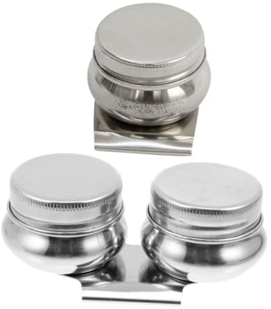 DECHOUS Set 2 Pezzi Piccoli Contenitori in Acciaio Inox per Pittura a Olio e Acquerelli Coperchio, Mestoli per Guazzo e Miscelazione Colori, Accessori per Artisti e Pittura Creativa