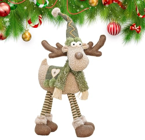 Generico Bambola Renna Retrattile,Decorazione Natalizia Con Gambe Lunghe E Decorativa | Ornamento In Peluche Di Cervo Per Feste | Per La Casa L'Inverno Il Natale La Vetrina L'Hotel Il Centro