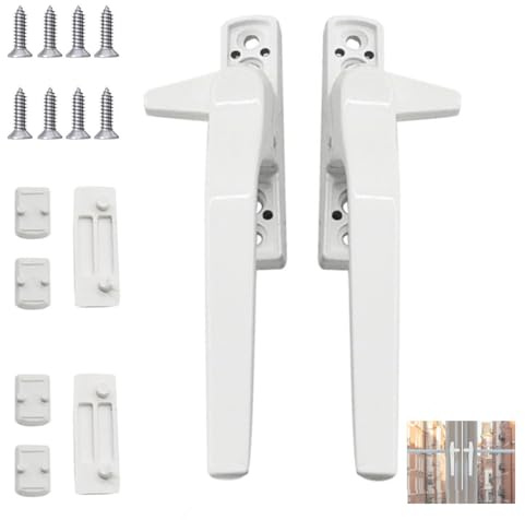 Solbrezeni 2 Pcs UPVC Window Handles Windows Door Latches Replacement Door Latch Window Handle White UPVC Casement Hardware with 8 Screws Universal Fit for Double Glazing Windows and Sliding Doors