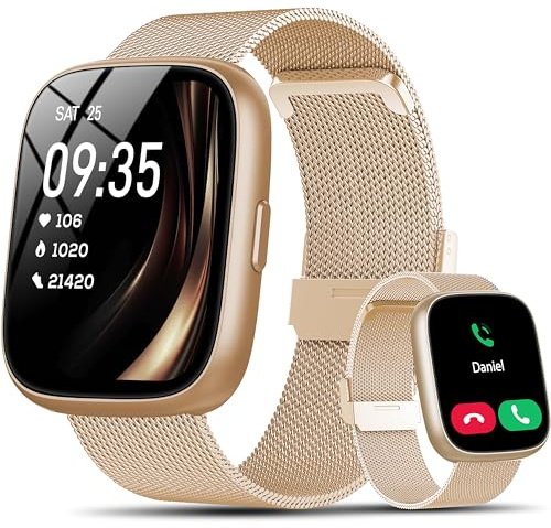 Smartwatch Damen mit Alexa, 1.83 HD Fitness Tracker mit Bluetooth Anrufen/Schrittzähler/Herzfrequenz/Schlafmonitor, 120+Sportmodi Fitnessuhr, IP68 Wasserdicht Sportuhr Smart Watch für Android iOS