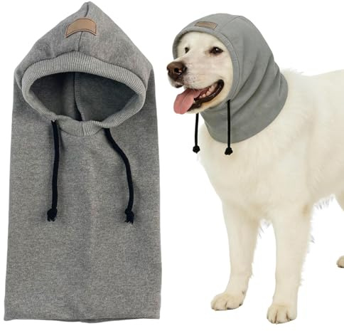 Berretto invernale per cani – Cappuccio caldo con protezione dal rumore e scialle – Calda cappa per cani con cordino regolabile | Per la stagione fredda, le vacanze, le escursioni, le passeggiate in