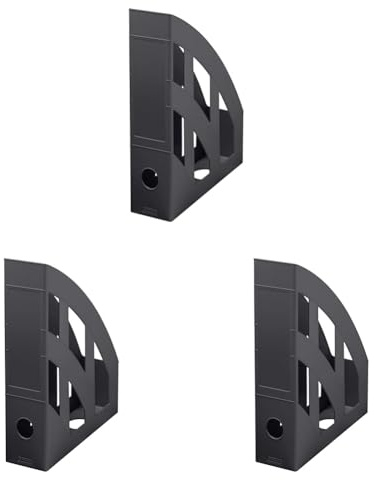 Herlitz 50033980 Stehsammler classic, A4-C4, recycelter Kunststoff mit Blauer Engel-Zertifikat, anthrazit, 4 Stück (Packung mit 3)