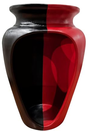 Genérico Casa de Eleggua Artesanal - Sopera para Santería Roja y Negra - Tinaja de Barro para Fundamento, Osha, Ifá y Religión Yoruba - Recipiente Ritual para Ofrendas