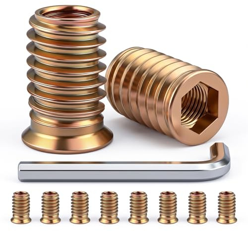 HIKLINK Dado a vite M8 x 20 mm, 50 inserti filettati per legno, manicotti da avvitare in acciaio zincato, esagono incassato, per mobili in legno