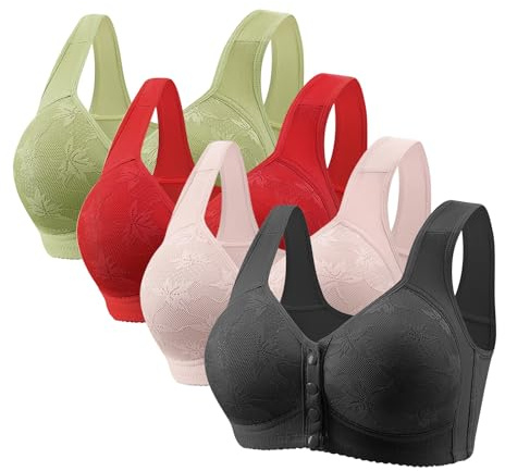 Flodxo Front Fastening Bras for The Elderly-Non Wired,Minimiser,Large Breasts,High Impact,Sports,Wireless,Underwear,High Impact,Full Coverage,Comfort,Push Up,T-Shirt Bras,Soft Bra Size 50