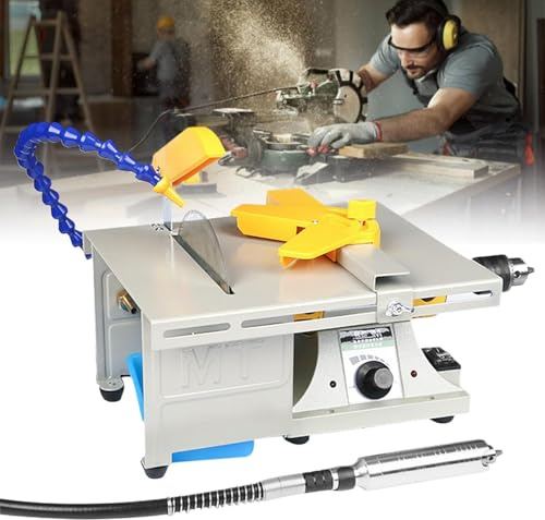 Máquina Pulidora de Rocas 850W, Torno de Banco con Eje Flexible para Esmerilar, Cortar y Taladrar, Velocidad Ajustable 800-11000 r/min con Tubo de Agua para Jade, Madera, Gemas y Metal