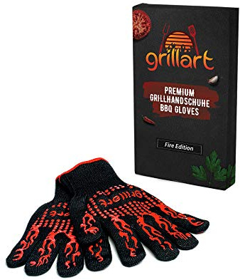 Professionnel Gants de four Gants (Lot de 2) – Résistant à la chaleur jusqu'à 500 °C en Aramide – avec doublure coton pour un confort optimal – Protection avant-bras Extra Longue - Fire Edition