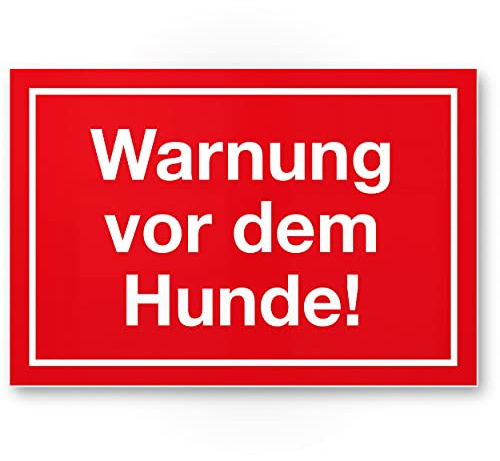 Komma Security Warnung vor dem Hund Schild 30 x 20 cm Hinweisschild wetterfest Hundeschild Gartentor Einfahrtstor die Haustür Türschild Abschreckung Warnschild Einbruchschutz