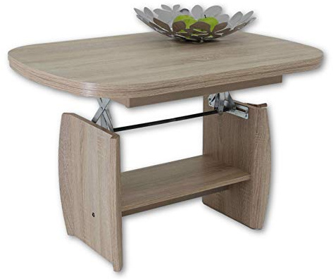 Stella Trading KIRK MINI Couchtisch höhenverstellbar & ausziehbar in Eiche Sonoma Optik - praktischer Sofatisch mit Ablage für Ihren Wohnbereich - 95 x 52 x 59 cm (B/H/T)