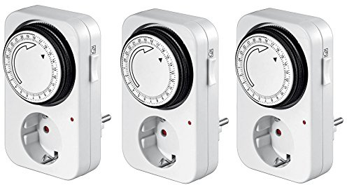 Zeitschaltuhr Analog, mechanischer Timer für die Steckdose, Energieklasse A+ (für innen (3er Set))
