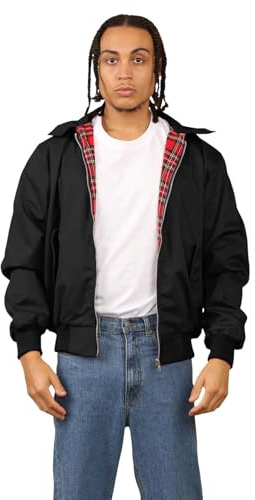Hamishkane Ny långärmad klassisk retro vintage bomber vinterrock Harrington jacka, Svart, S
