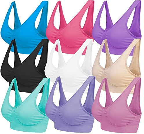 Blu Apparel Multipack Seamless Comfort Bras Sleep Bras Sizes 8-24 Not Padded Wireless (UK, Alpha, M, Regular, Regular, All 9 Colours)