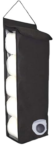 YNR Hanging Toilet Roll Holder – Wall Mounted Storage Dispenser Holds 10 Roll, Fabric Toilet Roll Storage, Bathroom Toilet Roll Holder & Wall Mounted Toilet Roll Storage | (Black)